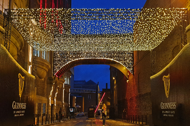 guinness james gate with lighting